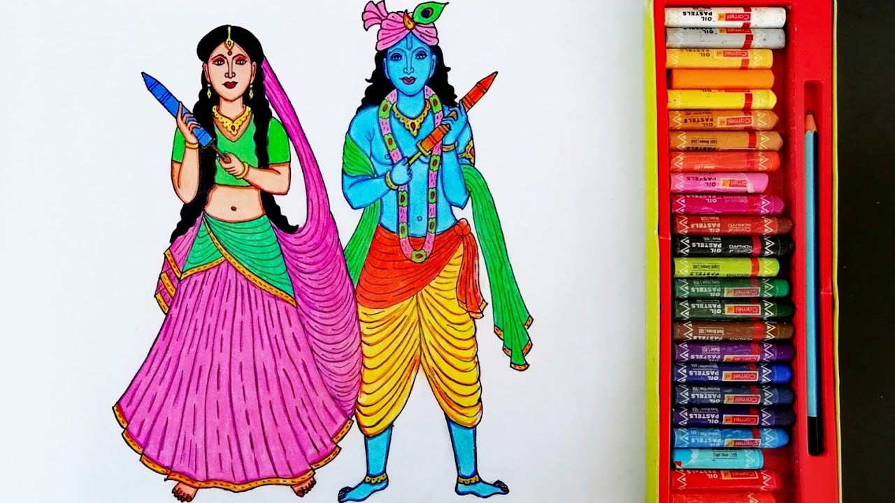 How To Draw Radha - Krishna Time-lapse Drawing | Painting Of Holi ...