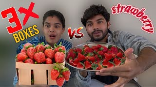 3x box Strawberries eating challenge with my sis @anjithasworld #foodchallenge #funny #youtube