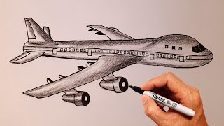 How To Draw An Aeroplane Easy Step By Step - Plane Drawing