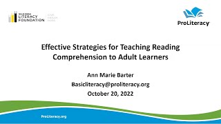 Effective Strategies for Teaching Reading Comprehension to Adult Learners