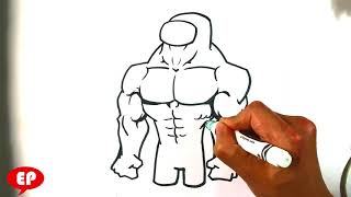 How to Draw Among Us - Muscular Crewmate Step by Step