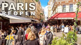 Paris Reopening update  - Crowded streets, terrasses and cafés  - Rue  Montorgueil [4K]