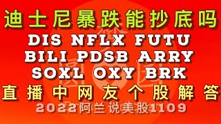 [阿兰说美股] 直播中网友个股解答：#dis #nflx #futu #bili  #pdsb #arry #soxl #oxy #brk  #tsla