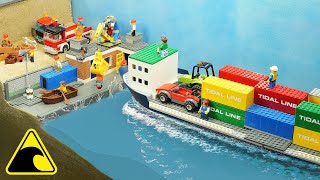 Ship Crashes into Lego City - Tsunami Dam Breach - Lego Disaster Experiment
