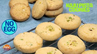 Eggless Kaju Pista Cookies | Cashew Pistachio Biscuits Recipe