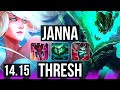 JANNA & Draven vs THRESH & Heimerdinger (SUP) | 9k comeback, 19k DMG | EUNE Challenger | 14.15