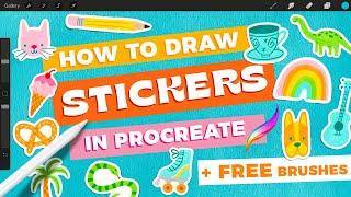 How to Draw Stickers in Procreate + FREE Procreate Brushes