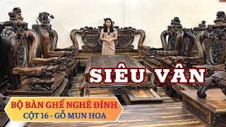 Choáng với Bộ bàn ghế nghê đỉnh gỗ mun hoa tay 16 | Đẳng Cấp & Quyền Uy