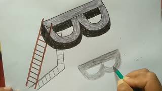 How to Draw 3D Letter - Trick Art Drawing - Anamorphic Illusion || Draw a picture of 3D letters