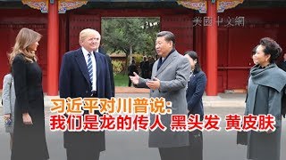 1108 习近平对川普说：我们是龙的传人 黑头发 黄皮肤