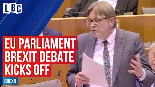 Guy Verhofstadt opens the European Parliament Debate on the Brexit Deal