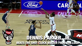 NC State's Dennis Parker, Jr. Beats The Shot Clock Buzzer From The Logo