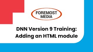 DNN Training: Adding an HTML module - DNN v.9