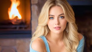 4K AI Girl Lookbook - Charming Ski Lodge: Unwind by the Fireplace