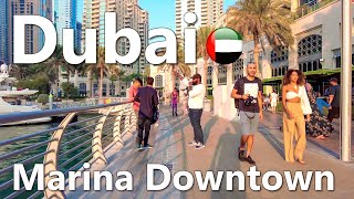 Dubai Marina Downtown Walking Tour 4K🇦🇪