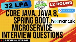 Core Java, Java 8, Spring Boot, Microservice Interview Questions | Hoonartek | L2 Round #Hoonartek