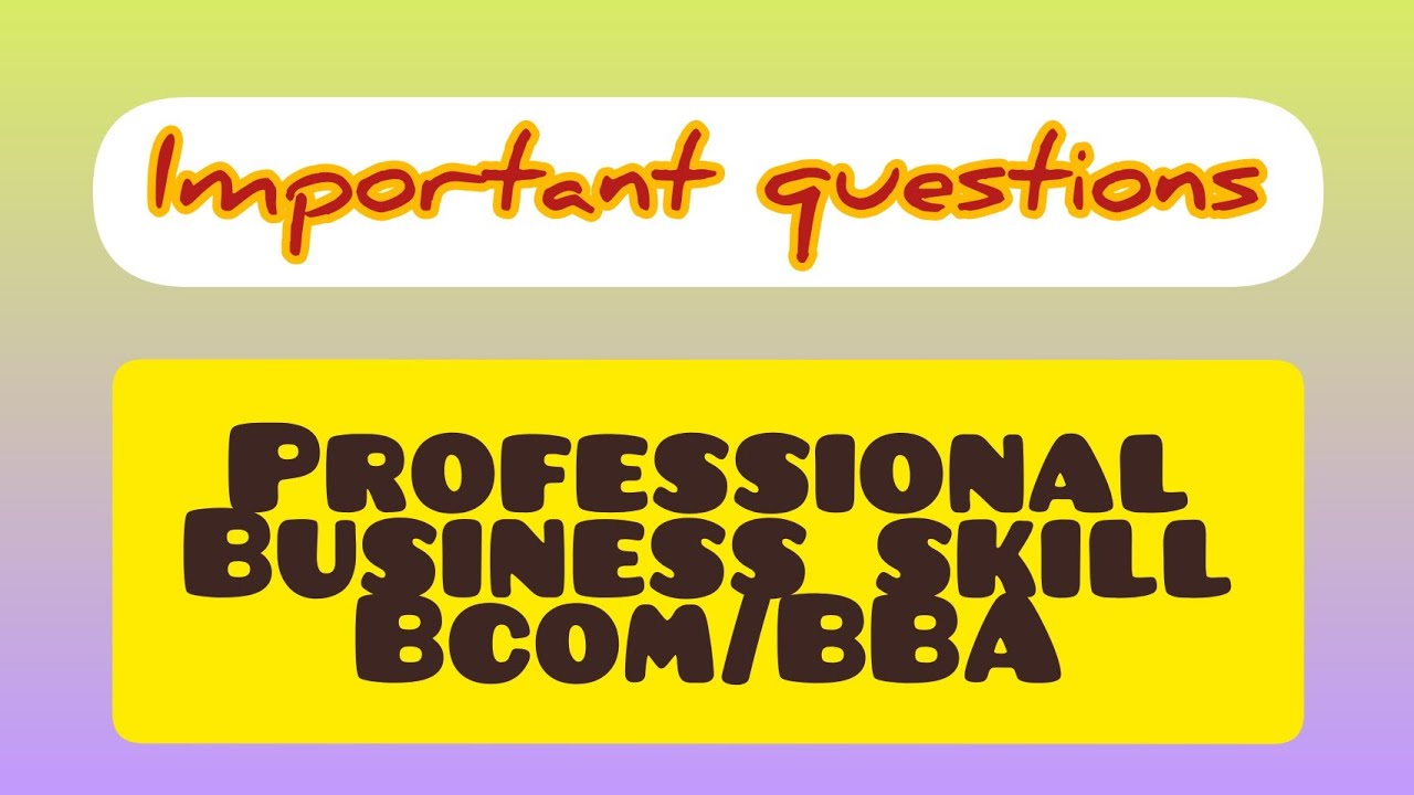 Important Questions /PBS/Bcom BBA - YouTube