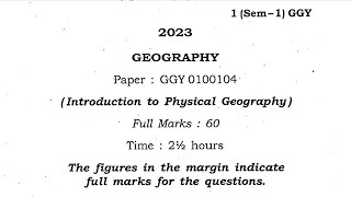 BA first semester geography honours major paper Guwahati University FYUGP GGY 0100104 2023