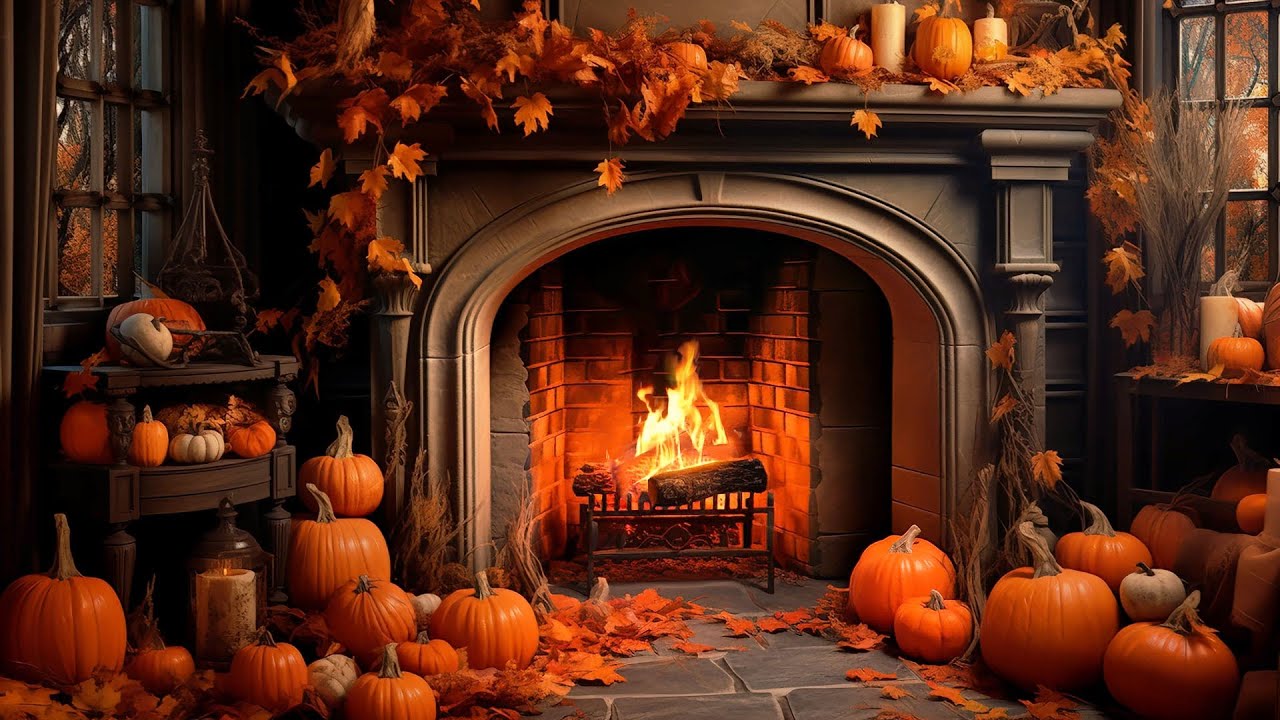 Cozy Autumn Fireplace Sounds 3h Relaxing Autumn Ambience Halloween