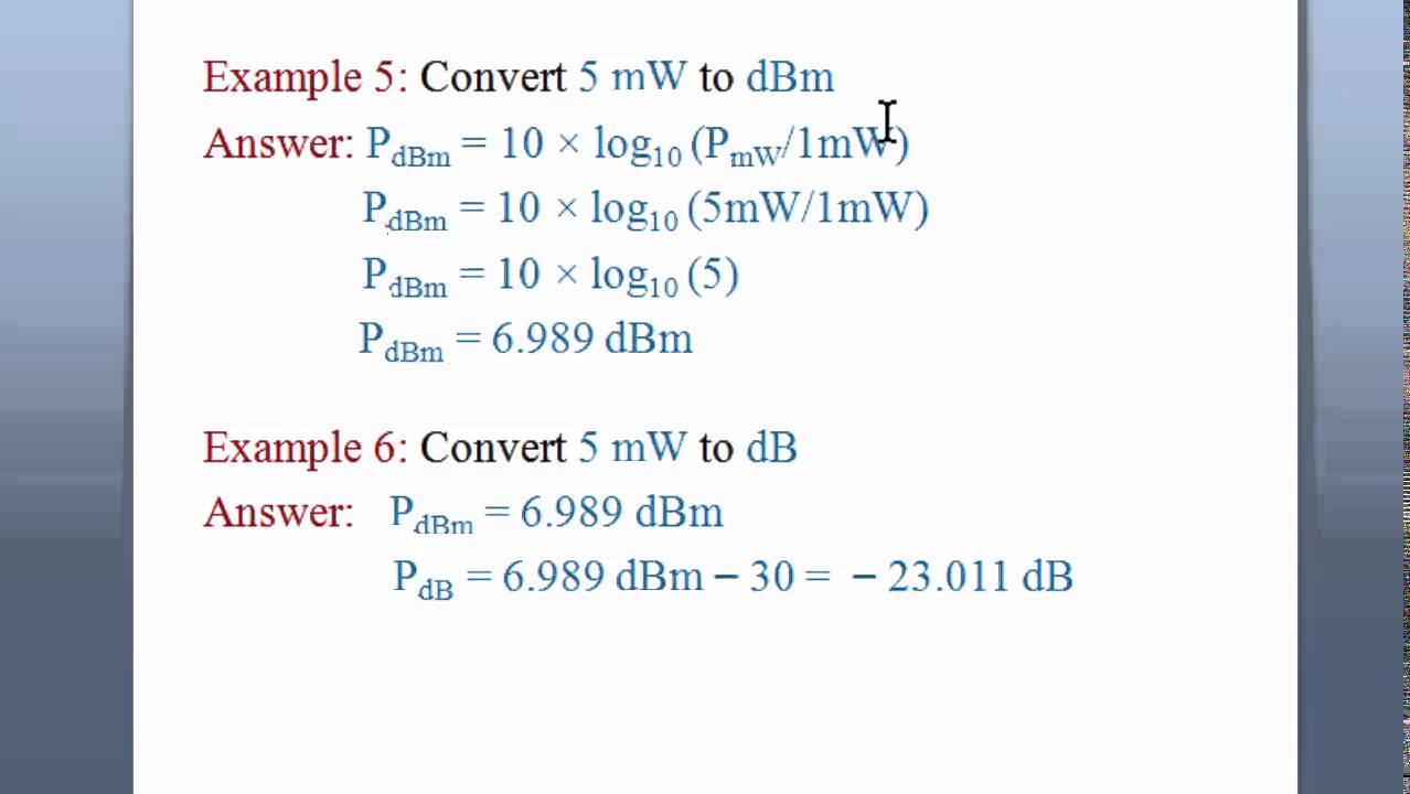 Power And Voltage Units Conversion DB, DBm, Watt, Milliwatt, Volt And ...