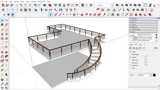 สอนการทำบันไดวน พร้อมราวกันตกแบบเทพๆ ด้วย SketchUP