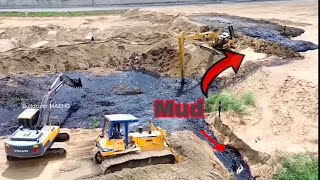 Long Reach Excavator Move The Mud Out To Complete Sand Filling By HEAVY Machinery Team