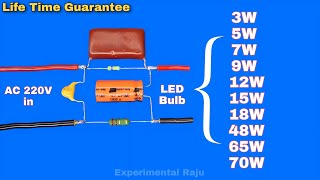 220 volt to 3/5/7/9/12/18/48/65/70W DC LED Driver Circuit Without Transformer - Multi Output