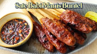 RESEP SATE BABI MANIS BUNTEL + SAMBAL KECAP