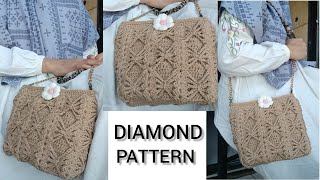 HOW TO CROCHET DIAMOND PATTERN SMALL BAG