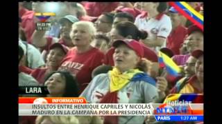 Fuertes insultos protagonizan Maduro y Capriles en plena campaña electoral de Venezuela