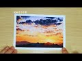 水彩画教程 彩云之光 watercolor tutorial light of colorful clouds