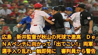 広島　新井監督が秋山の死球で激高　ＤｅＮＡベンチに向かって「出てこい！」両軍選手入り乱れ一触即発に　審判員から警告  Tokyo Japan