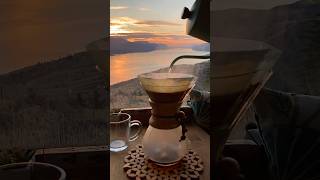 Pour-over coffee with a view ☕️☀️ #vanlife #solofemalevanlife #solotravel #sunrise #explore #coffee