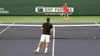 Roger Federer Volley Practice 2014 BNP Paribas Open