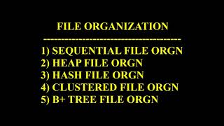 UNIT 4 #FILE ORGANIZATION #SEQUENTIAL #HEAP #HASH #CLUSTERED #B+_TREE  #Tamil