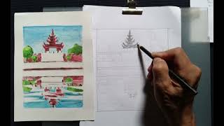 Landscape Drawing Royal Palace Mandalay 2