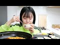 eng 저 ..이 라면 처음먹어봐요 나름이 라면에 김밥 먹방 mukbang