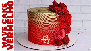 WAVE CAKE VERMELHO | Decoração de bolo LINDA, RÁPIDA e FÁCIL! Wave cake texturizado