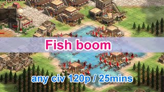 AOE2DE世紀帝國2決定版，黑森林純農配置25分120p  Fish boom ft.大水狗Shed