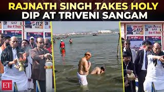 Maha Kumbh: Defence Minister Rajnath Singh takes holy dip at Triveni Sangam, peforms Ganga Aarti