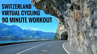 90 Minute Indoor Cycling Videos With Music | Virtual Bike Ride Around Switzerland |