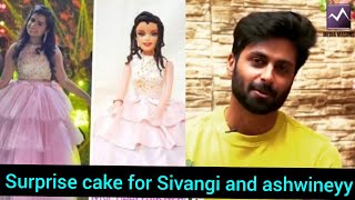 surprise cake for ashwineyy and sivangi🎂❤️|ashwin's new interview in media masons with Sivangi😻