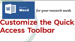 02. The Basics: How to Customize the Quick Access Toolbar in MS Word for a Faster Workflow
