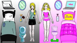 Paper Dolls Dress Up - Barbie's New Home Handmade Paper Craft - Woa Doll Channel