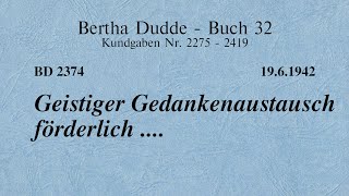 BD 2374 - GEISTIGER GEDANKENAUSTAUSCH FÖRDERLICH ....