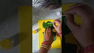 leaf 🌿 making ganesha  at home with paper and leaf 🌿 #short #ganeshchaturthi #trending #leafcraft 🥰