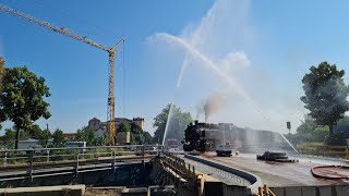 Mandaubrücke Zittau - erster Planzug nach Teilerneuerung