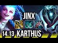 JINX & Janna vs KARTHUS & Hwei (ADC) | Legendary, 1600+ games, 16/4/4 | EUW Grandmaster | 14.13