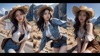 【AI Lookbook】Beautiful Girls Cowgirl Cosplay 03 |AI寫真|Người đẹp AI|AI 미녀