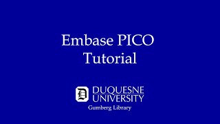 Embase PICO Tutorial Video